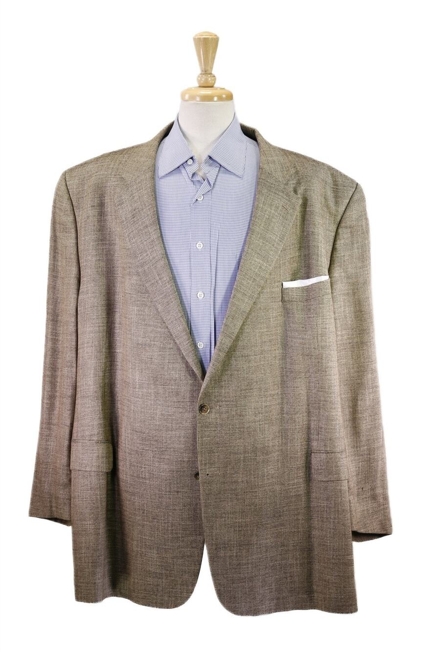 Jack Victor Gold Black Woven 100% Bamboo 2-Btn Sportcoat Blazer Big 56L